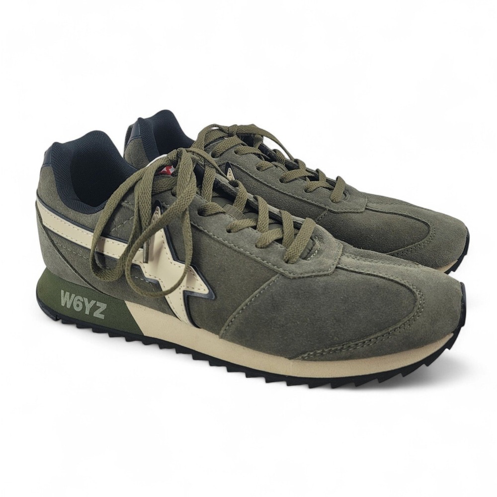 Men's Olive Green Suede Sneakers - Casual Lace-Up Comfort